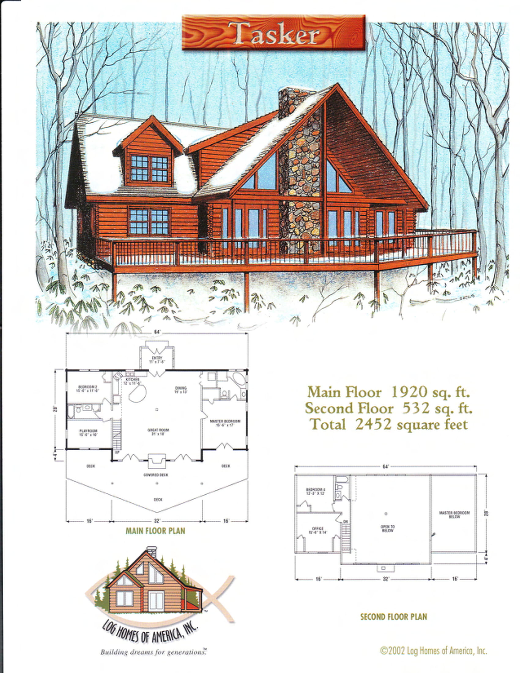 Tasker Log Home Plan Log Homes Of America